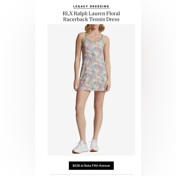 RLX Ralph Lauren Floral Racerback Tennis Dress Size M NWT - Picture 2 of 8